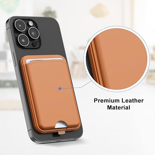 Miniatura 6 de SS Cartera magnética compatible con Magsafe, cartera de cuero con soporte ajustable, compatible con iPhone 141312 Series (no para 13 Mini 12 Mini),