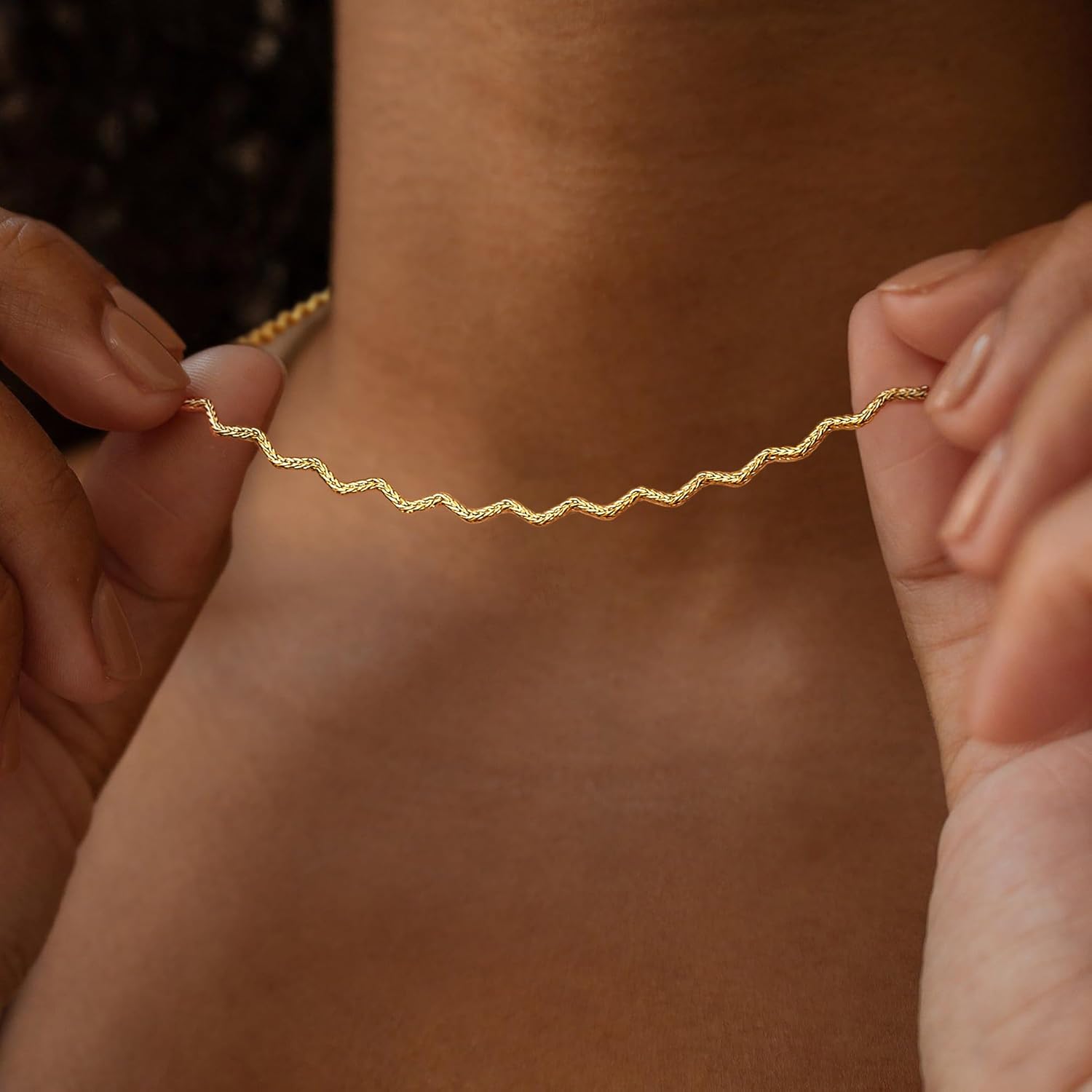 Dremmy Studios Dainty Gold Choker Necklace for Women 14K Gold Plated Coin Disc Figaro Layered Beaded Flat Mariner Sideways Cross Wishbone Link Clavicle Necklaces - Image 4