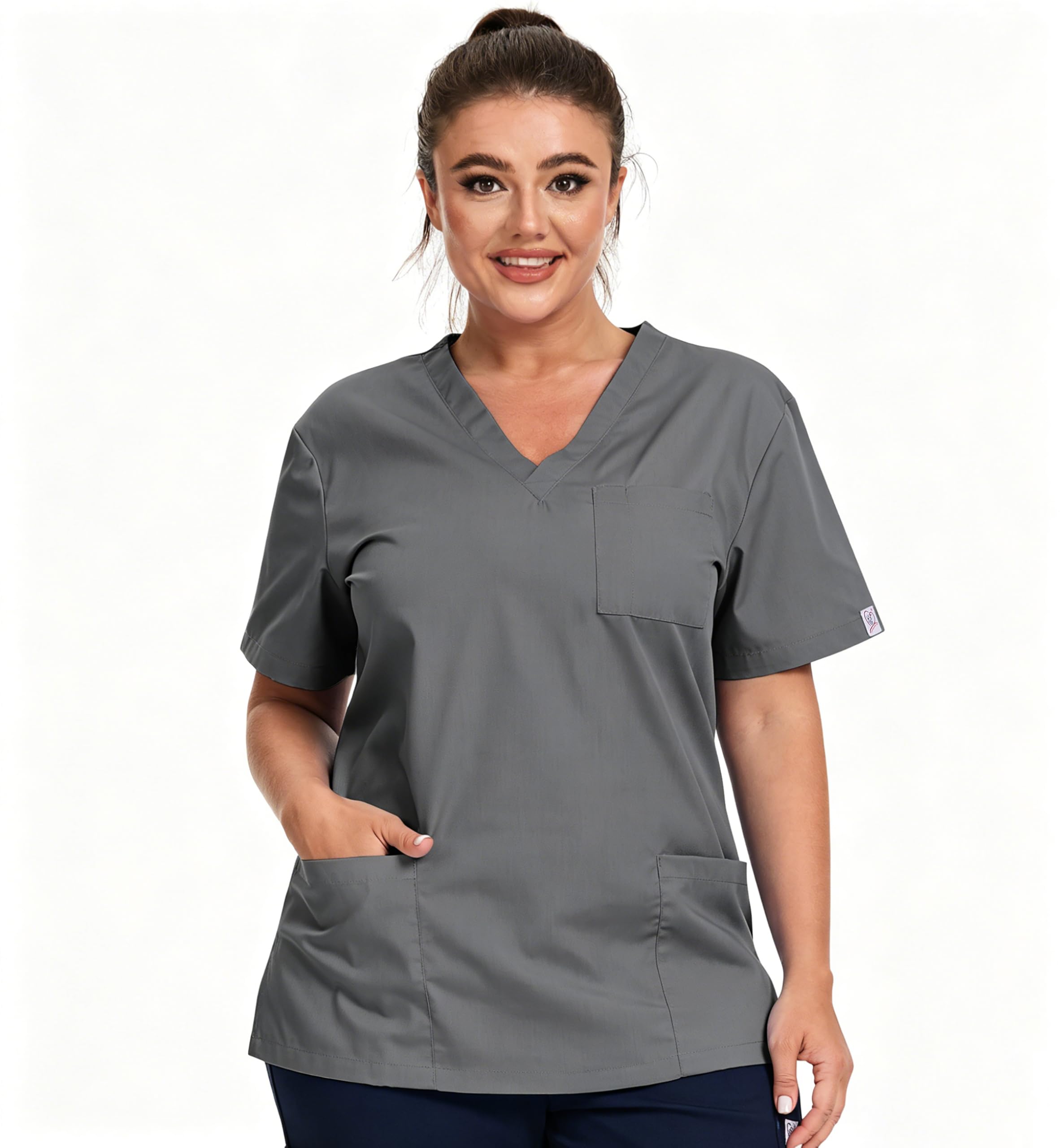 JONATHAN UNIFORM Women Scrub Tunic Top, Healthcare Uniform Workwear for Vet, Dentist, Elderly Carer, Beauty (Carbon Gray,S)