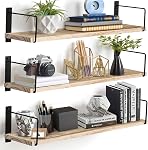 Floating Shelves Set of 3-24 Inch Rustic Wood Wall Shelves for Bedroom, Bathroom, Kitchen - Farmhouse Wall-Mounted Storage Shelves (Wood)
