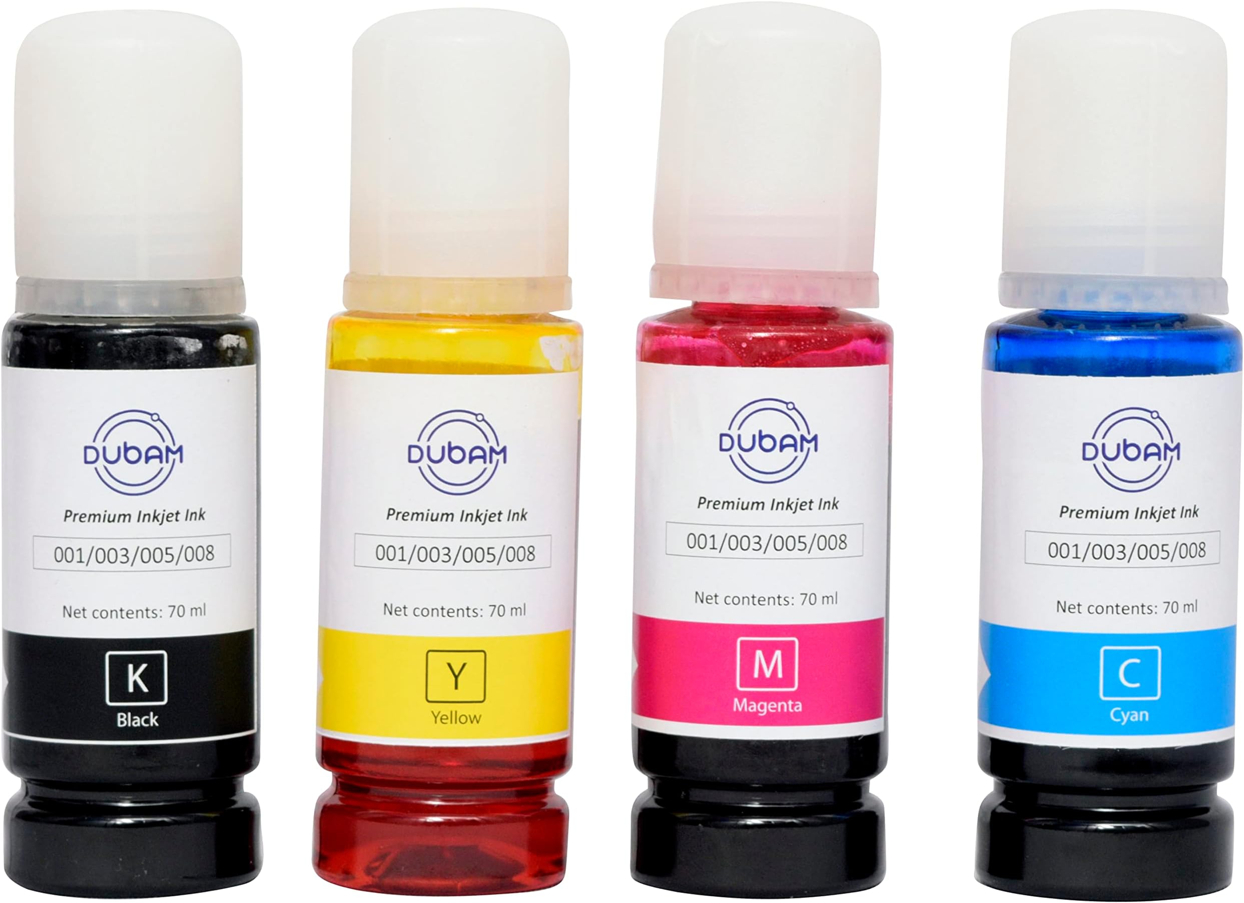 Dubam 001, 003 Refill Ink for Epson L1110, L3100, L3110, L3150, L3115, L3116, L3210, L3250, L3151, L3152, L3156, L5190, L4150, L1455, L4160, L6170, L6190, L6160 Printers (Set)