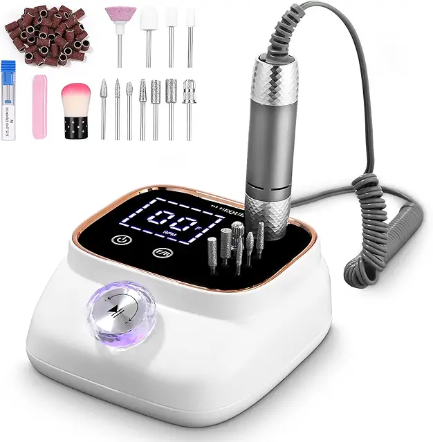 Torno Uñas Profesional Zawaer 45,000 RPM con Brocas Cerámica - Kit Completo