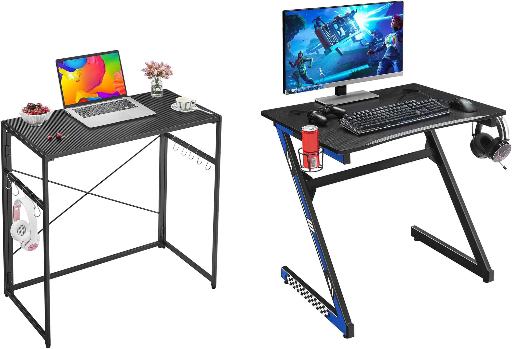 Mr IRONSTONE 31.5” Folding Computer Desk & 31.5" Gaming Desk PC Computer Desk Home Office Student Table