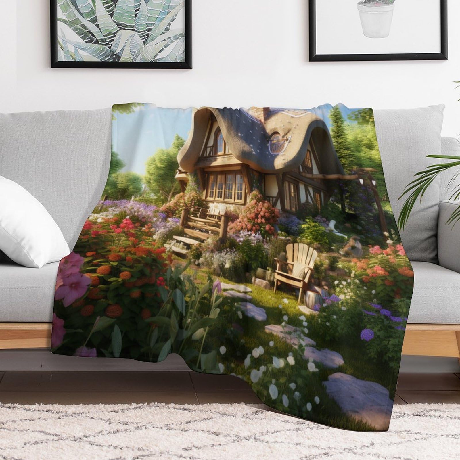 Couverture Épaisse Douce Et Chaude Confortable en Flanelle Polaire Couverture De Canapé Couverture pour Gîte de Village de Montagne Lavable À La Machine Facile À Manipuler（180×200cm）
