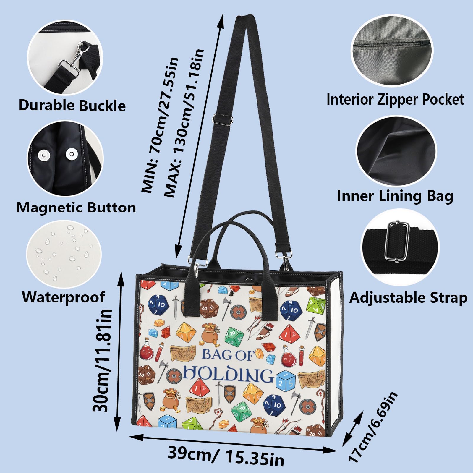 WZMPA Dungeon Dice Survival Kit Dungeon Master Gift Bag Of Holding Cosmetic Zipper Pouch Bags For D20 RPG Merchandise - Image 2