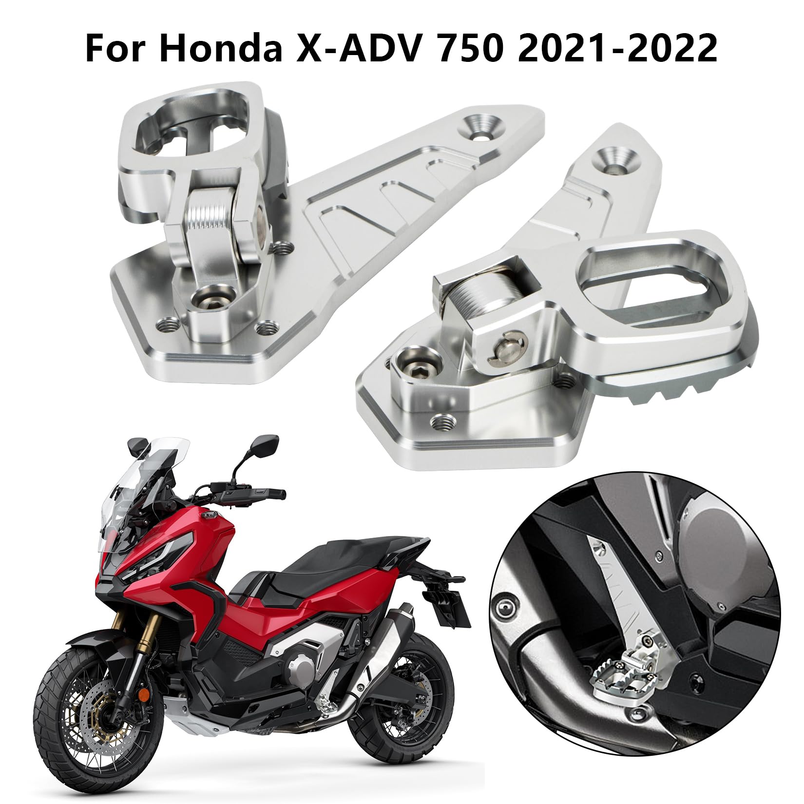 Fußrasten hinten klappbare Fußrasten für X-ADV 750 Forza 750 NC 750 2021 2022 2023 2024 2025,PSLER Fußpedal Beifahrer Hinten Sets Motorrad CNC Aluminium,Kann um 90 Grad gefaltet werden (Titan)