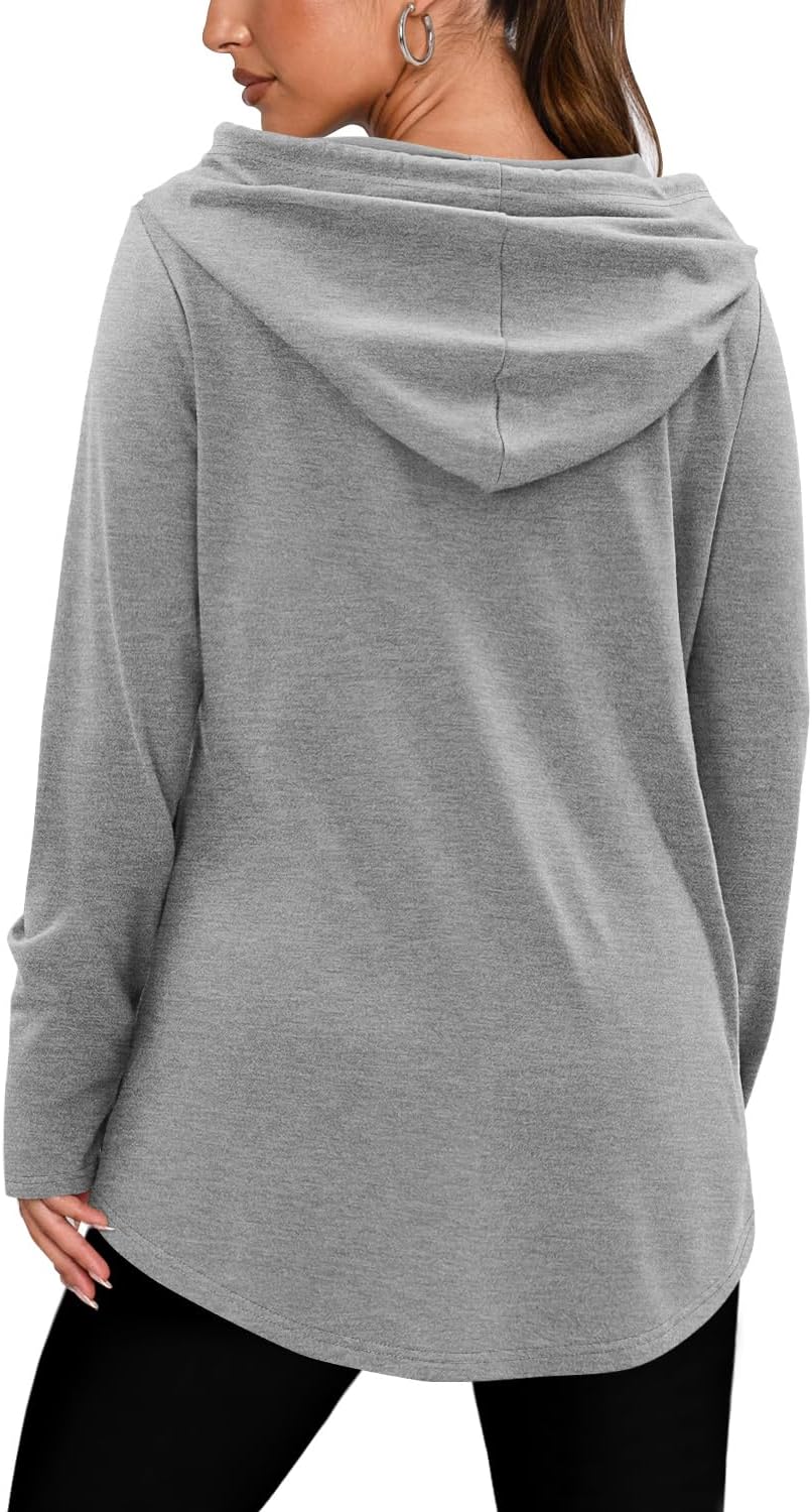 BETTE BOUTIK Womens Quarter Zip Tunic Hoodies Pullover Long Hooded Sweatshirts S-3XL - Image 5