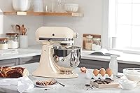 Vista 21 de KitchenAid KSM150PSAC Artisan Series - Batidora de pie con capacidad de 5 cuartos o 4.7 litros, incluye escudo vertedor Azul hielo