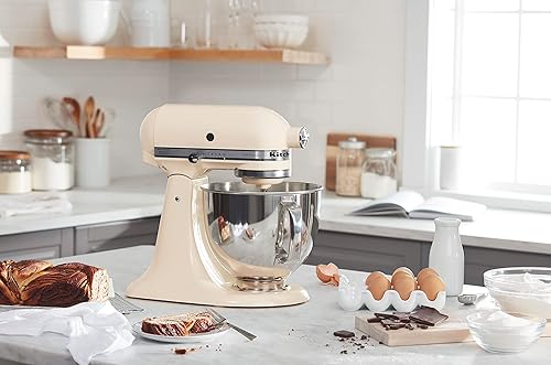 Miniatura 21 de KitchenAid KSM150PSAC Artisan Series - Batidora de pie con capacidad de 5 cuartos o 4.7 litros, incluye escudo vertedor Azul hielo