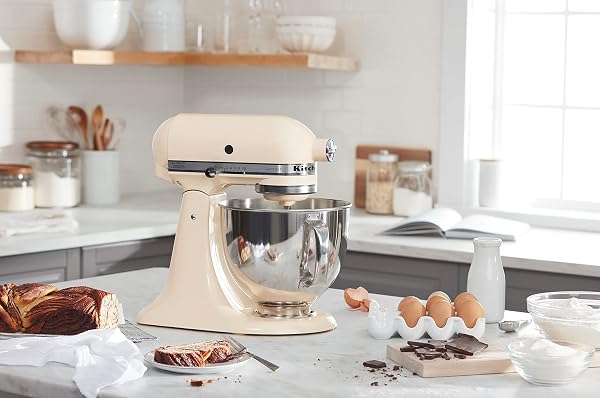 KitchenAid Artisan Series 5 Quart Tilt Head Stand Mixer with Pouring Shield KSM150PS, Almond Cream - 3