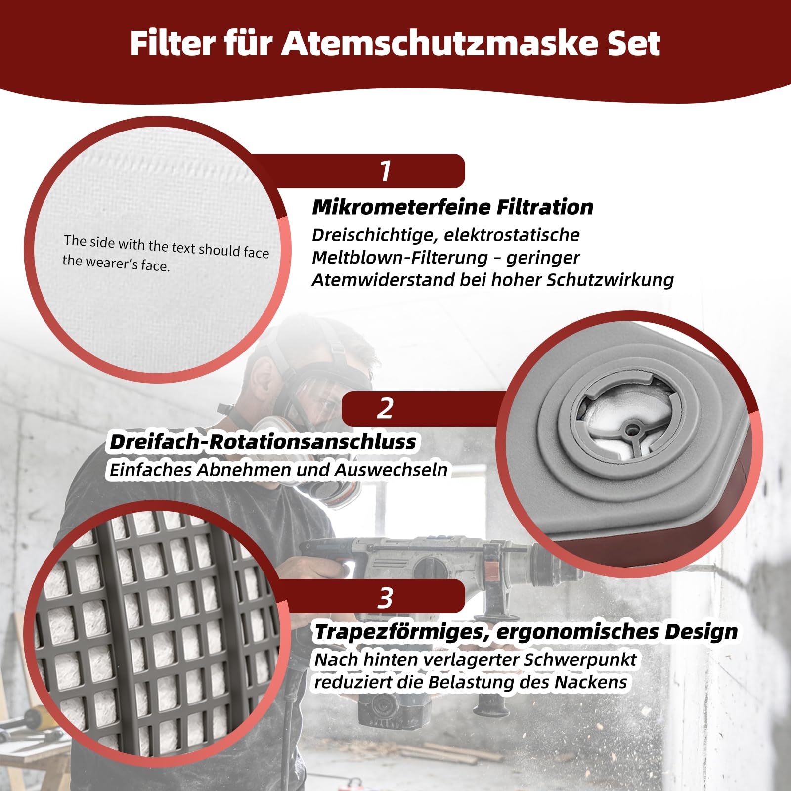 SZYBH 6001 Filtres pour Respirateur, Lot de 80 Cotons Filtrants + 6 Cartouches et 6 Capuchons, contre Vapeurs Organiques, Compatible 6200 6502 6800 7501 7502, pour Peinture Industrie Bricolage
