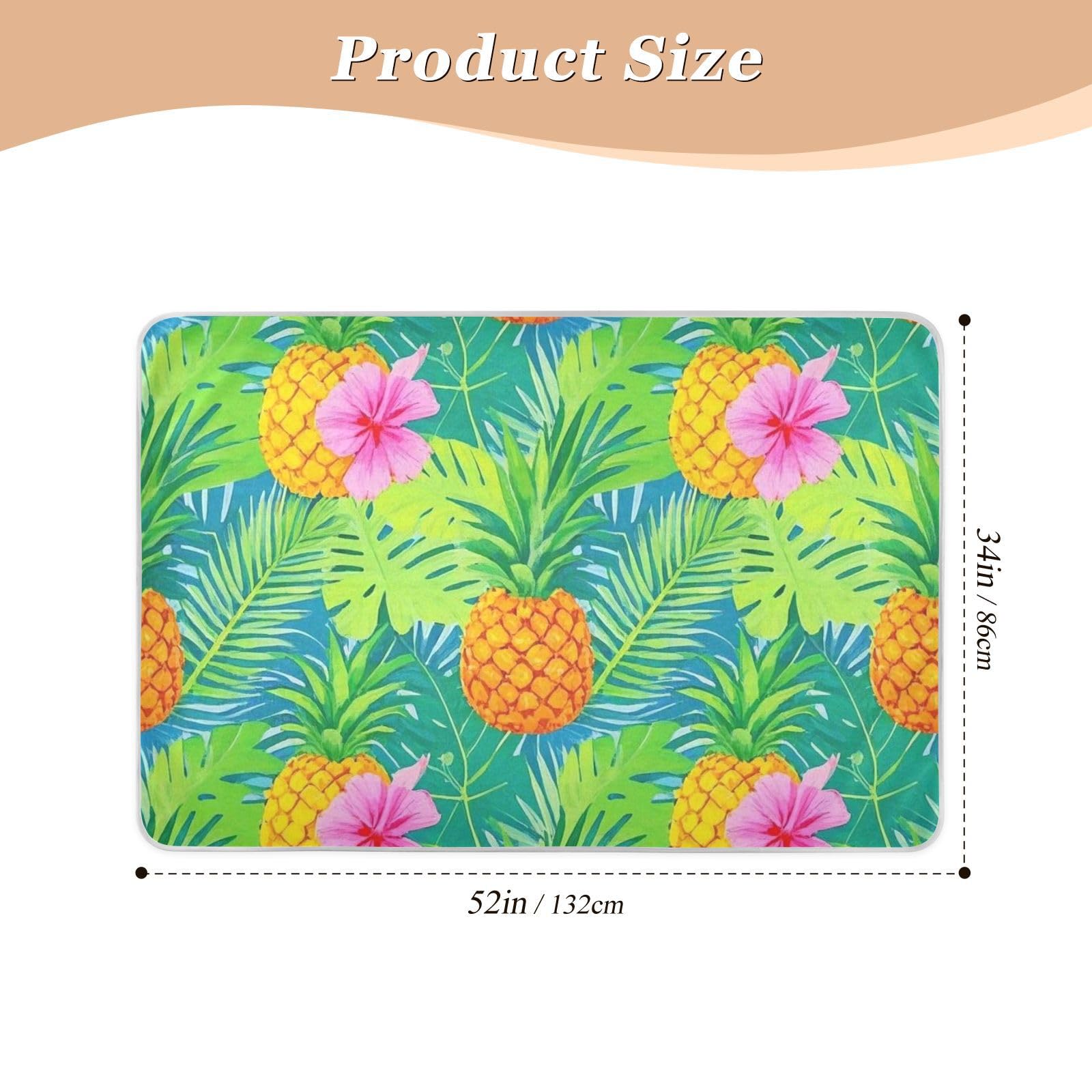 Summer Pineapple Palm Leaf Green Baby Bed Pad Highly Absorbent Diaper Changing Pad Changing Incontinence Pads for Baby Boys Girls, 52