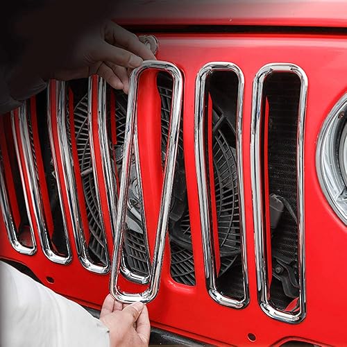 Miniatura 2 de Juego de 7 insertos de malla de rejilla frontal ABS para rejilla de malla Kit de moldura compatible con Jeep Wrangler TJ y Unlimited 1997-2006
