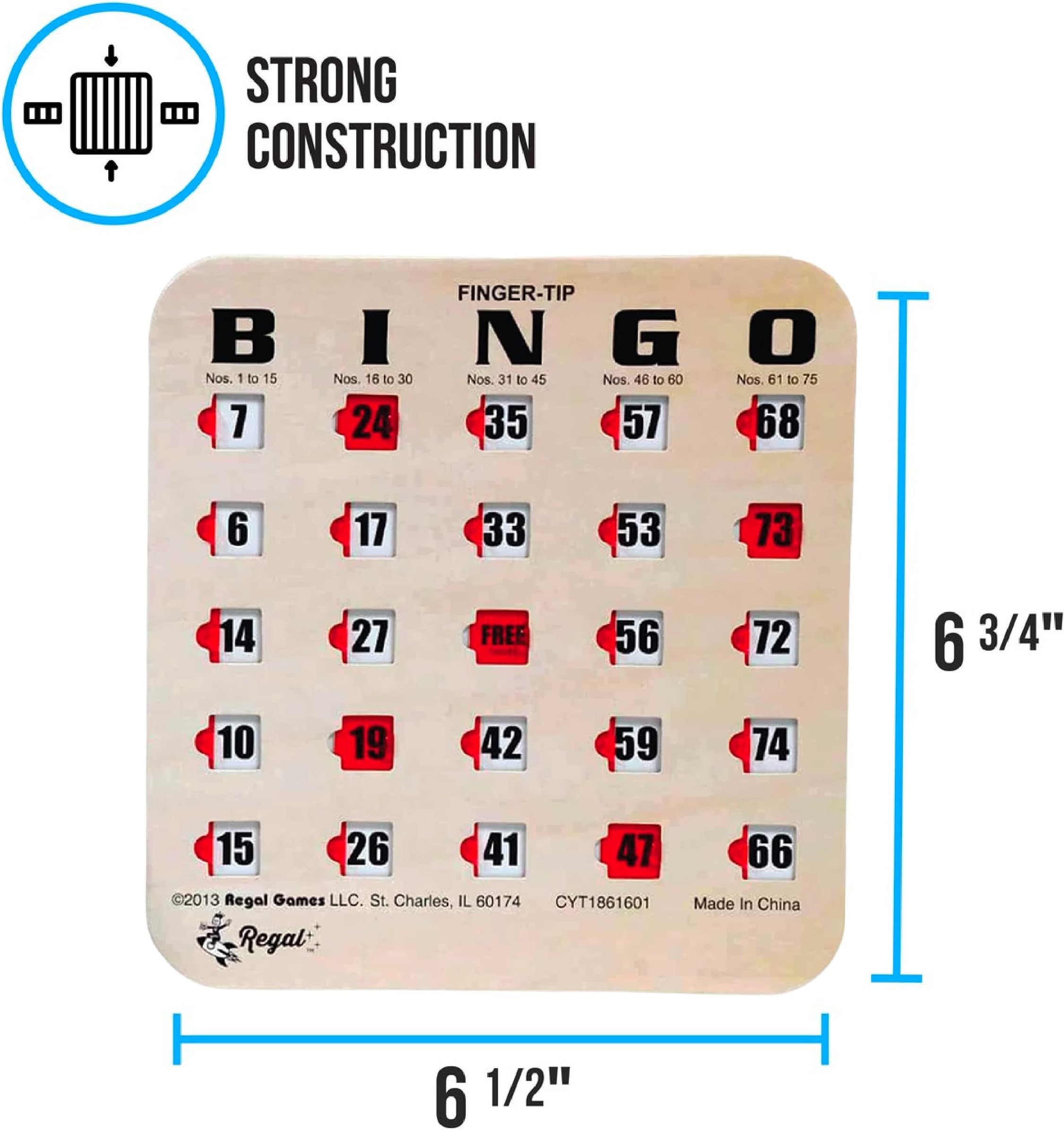 Regal Bingo Bulk Bingo Cards with Sliding Windows - Reusable Large Print Bingo Game Cards for Adults Large Group - 200 Pack, Woodgrain