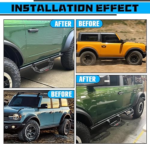 Miniatura 4 de WolfX Escalones laterales para puerta 2 puertas 4 puertas compatibles con Ford Bronco 2021 2022 2023 2024 2025 con rieles de roca de fábrica,