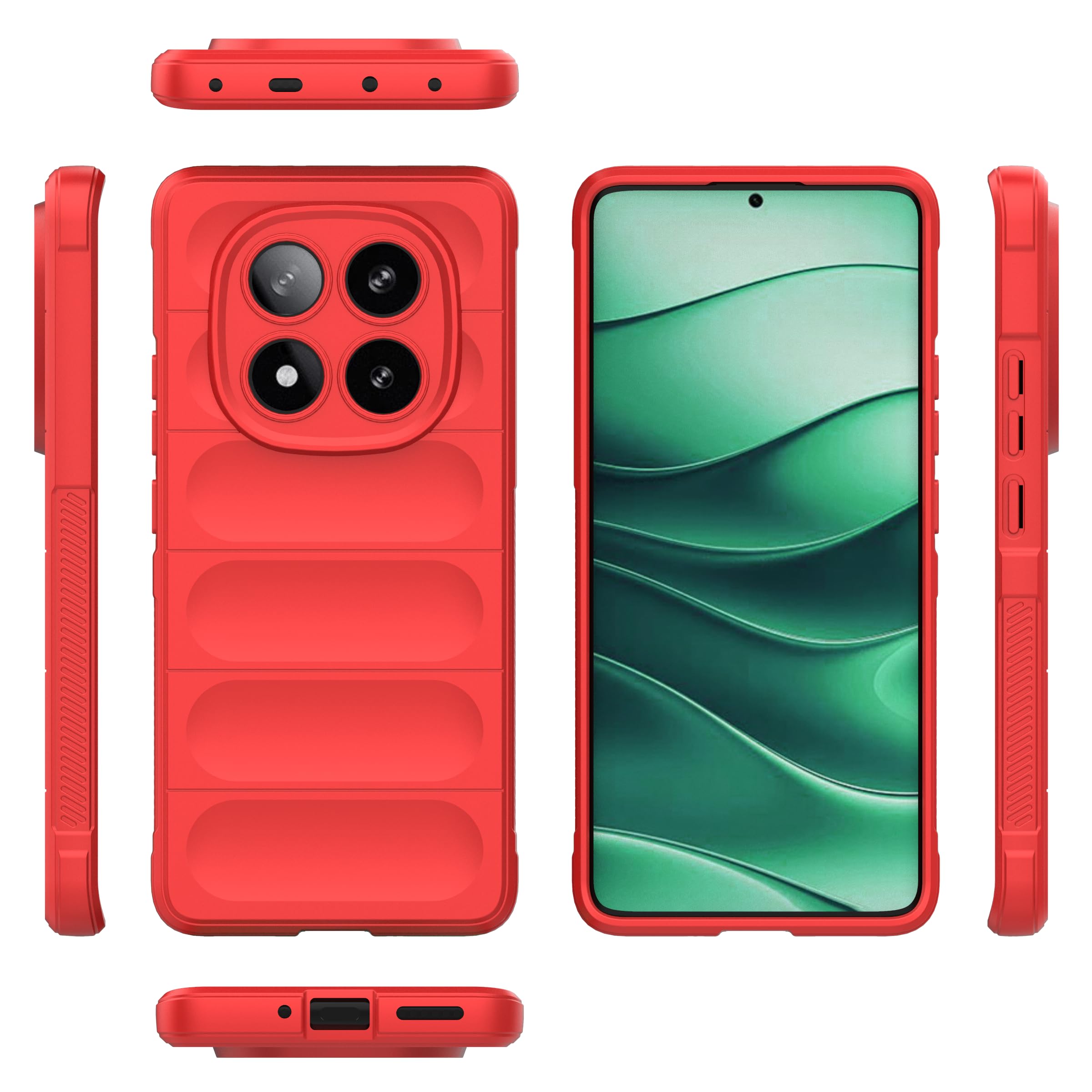 Smartphone Cover Compatible with Redmi Note 14 Pro Plus 5G, Compatible Models for Redmi Note 14 Pro Plus 5G (India), Camera Protection, Fall Prevention, TPU Mobile Soft Case, Red