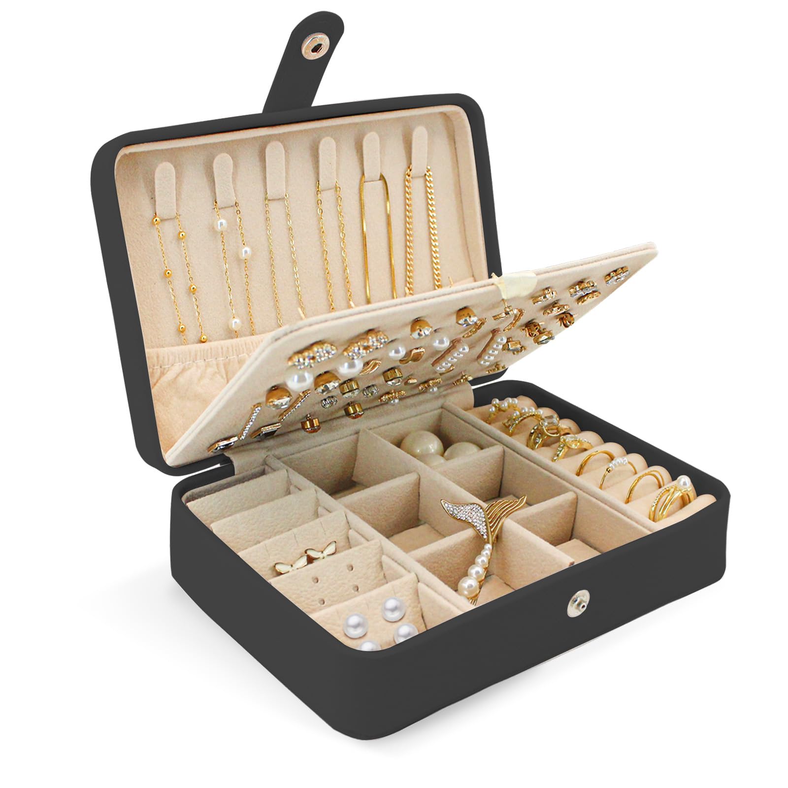 Travel Jewelry Case for Women Girls Mothers PU Leather Small Jewelry Organizer Portable Mini Display Storage Holder Boxes