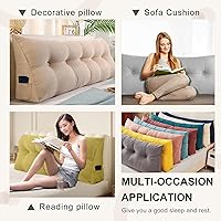 Vista 7 de Large Triangular Headboard Pillows Long Backrest Positioning Support Bolster Cushion for Daybed Fluffy Quality Plush Body Wedge Pillow with Pink