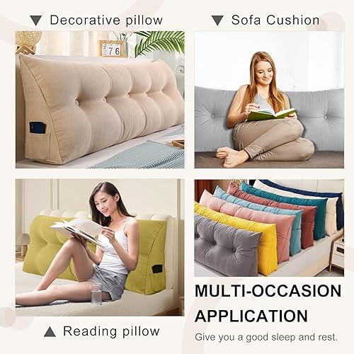 Miniatura 7 de WUIOYNF Almohadas triangulares grandes para cabecero, respaldo largo, cojín de apoyo de posicionamiento para sofá cama, almohada de felpa esponjosa