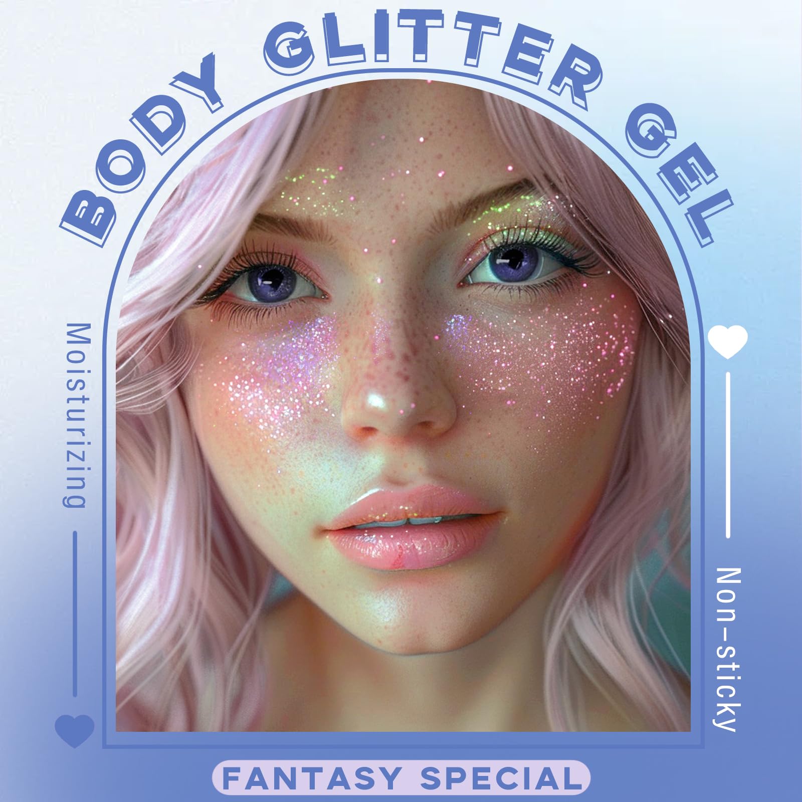 Noerrors Roll-on Holographic Body Glitter Gel for Body Face Hair Sparkle Chameleon Color Changing Chunky Mermaid Sequins Body Glitter Gel Festival Party Body Shimmer Glitter Makeup # Sparkling Pink - Image 2