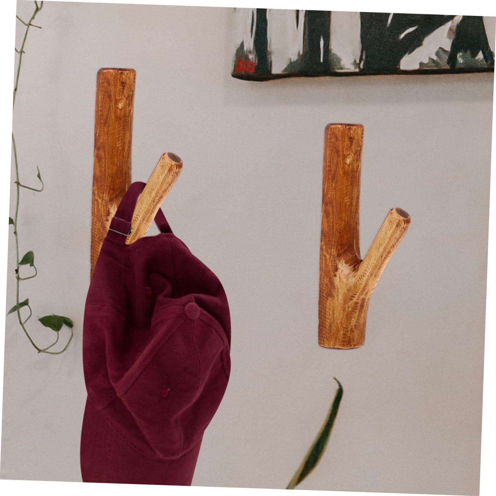 Ciieeo Gancho Adhesivo Resistente de Madera Vintage para Colgar Pared Marrón y Diseño Creativo Adecuado para Cocinas y Hoteles