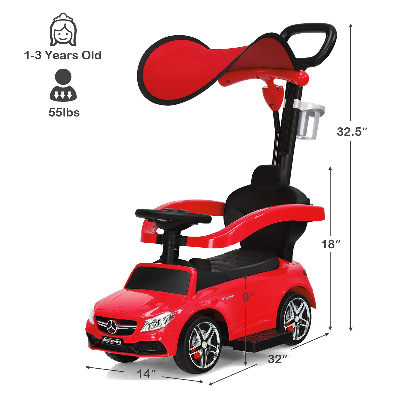 Wagon For Kids Costzon Push Car For Toddlers In Mercedes Benz - Main Image