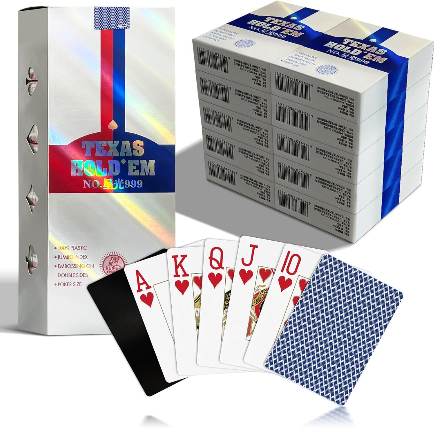 Ben Niu 10-Deck Bulk Casino-Quality Waterproof Plastic PVC Poker Playing Cards – Jumbo Index, Durable, Professional, Perfect for Parties & Tournaments