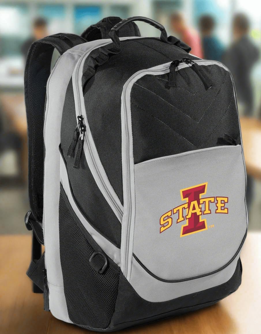 Broad Bay Iowa State University Backpack ISU Cyclones Laptop Computer Bags (Black & Gray)