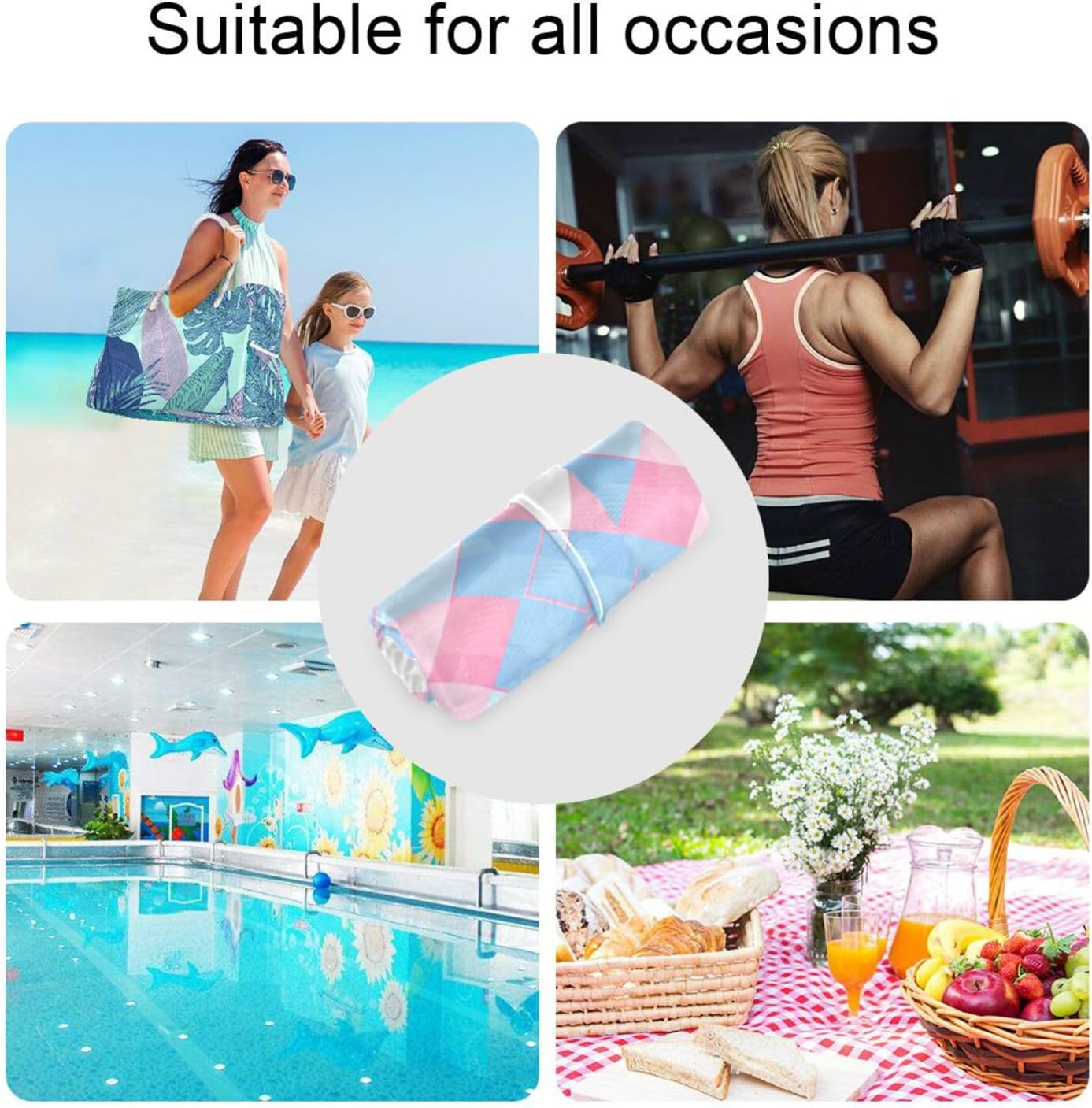 Light Blue and Blush Checkered Pattern waterproof bag for cloth 2 Pack wet bag for swimsuit with handles for baby diapers, baby diapers