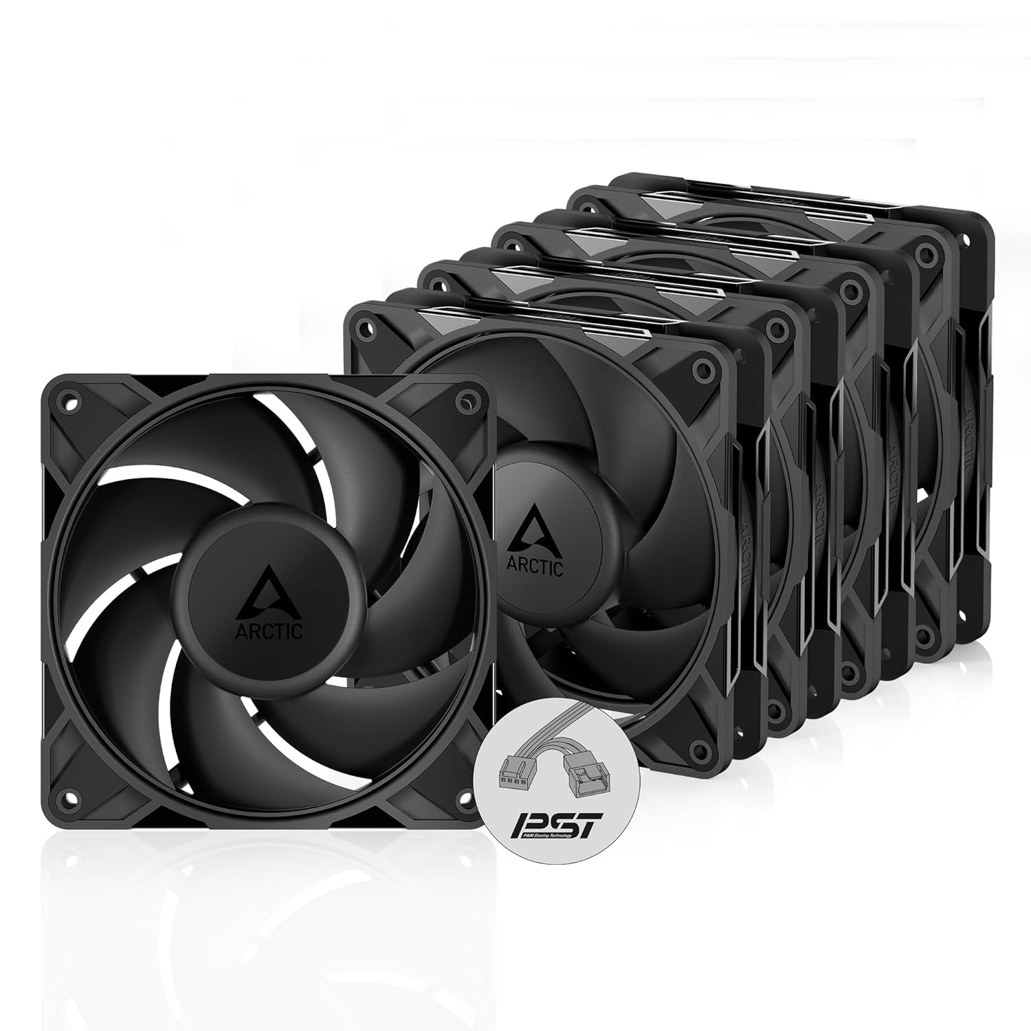 ARCTIC P12 Pro PST (5 Pieces) – Powerful PC Premium Case Fan, 120mm PWM Case Fan with Y-Cable Splitter, 600-3000rpm, 0rpm