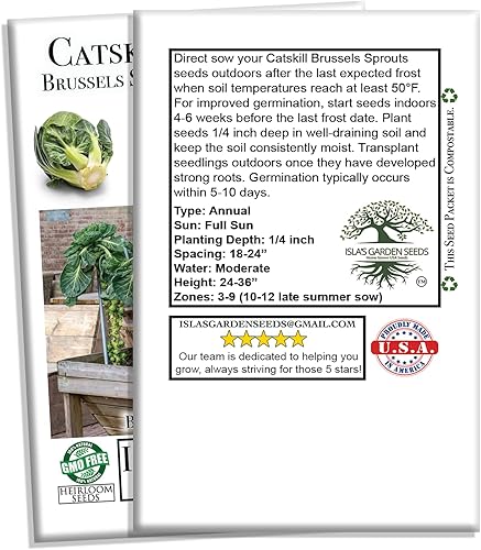 Miniatura 5 de Catskill - Semillas de coles de Bruselas para plantar, más de 300 semillas tradicionales por paquete, semillas de jardín de Isla (semillas de jardín