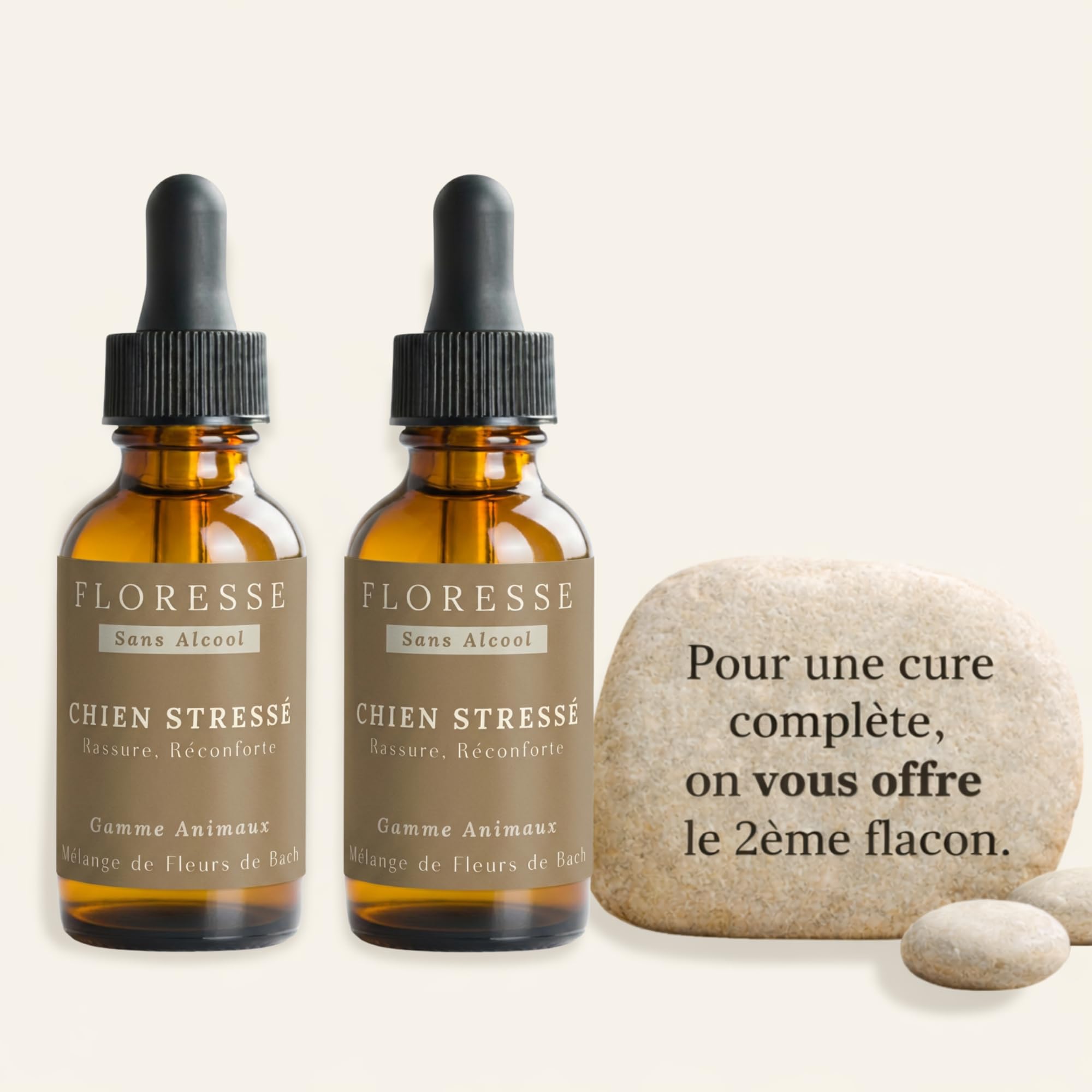 Conseil Fleur de Bach® – Fleurs de Bach Chien Stressé 30ml +1 OFFERT – Cure complète – Stress, anxiété, agitation – Chien apaisé et serein – "SANS ALCOOL" - Élixir floral traditionnel – Lot 2 flacons