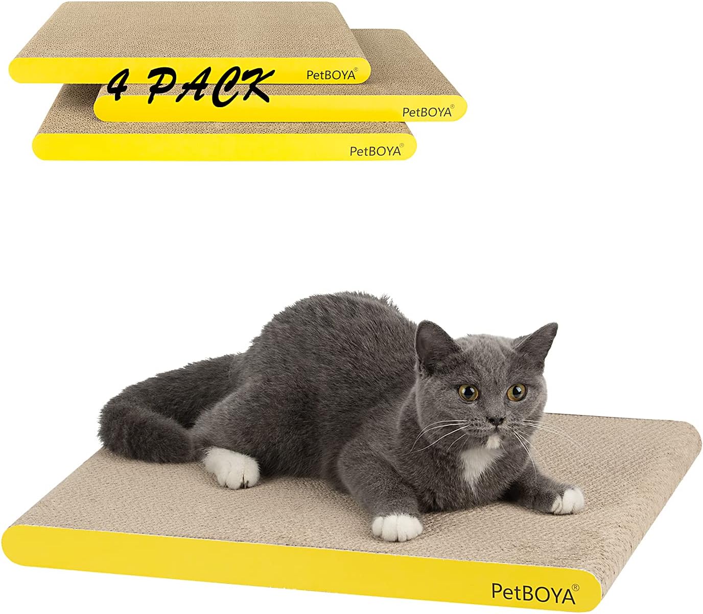 Extra Large Cat Scratch Pad,4 PCS Cat Scratching Pad Textured Surface is Durable and Recyclable, Double Side Cat Scratcher Cardboard