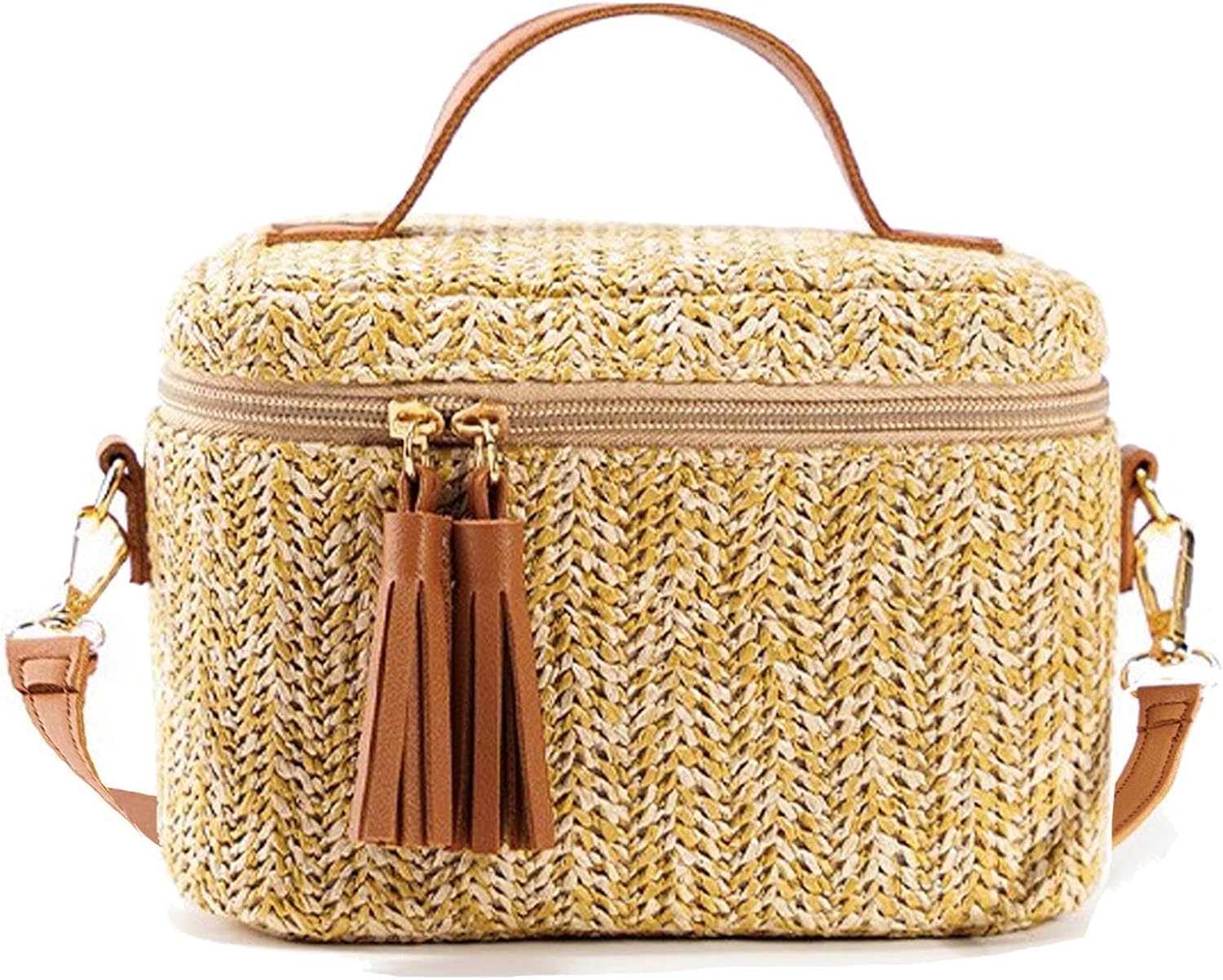 newbella women’s straw crossbody bag – woven top-handbag with long strap, trendy boho style, lightweight purse with faux leather details, casual chic shoulder bag for beach or city outfits