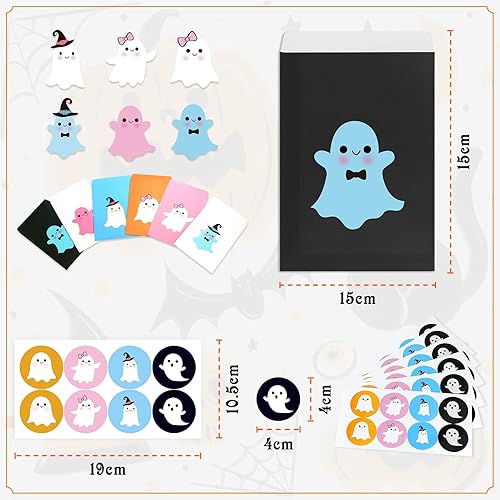 Miniatura 3 de K KUMEED 48 bolsas de dulces de Halloween con calcomanías, bolsas en forma de fantasma y dona