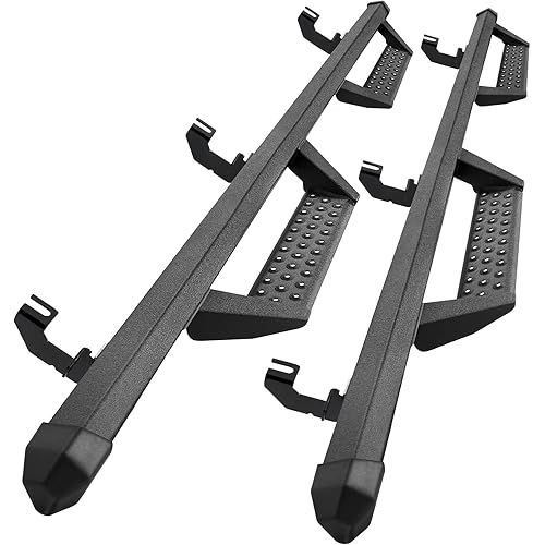Drop Down Running Boards Compatible with 2018-2024 Jeep Wrangler JL 4 Door, Dual-Stage Textured Black Powder Coated, 3 Inch Step Bars Side Step BCKA.