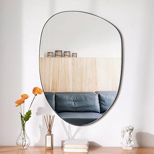 Miniatura 1 de Flvzog Espejo de pared irregular, espejo asimétrico de 30 x 20 pulgadas, espejo de baño, espejo de tocador montado en la pared de forma única,
