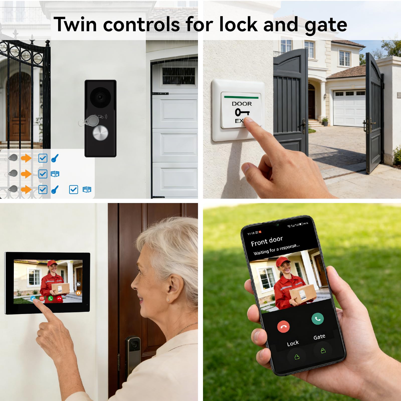 2-przewodowy system wideodomofonowy, kamera do drzwi wideo z monitorem, w pełni metalowa kamera 1080p, obsługa ekranu dotykowego 7 cali, dwukierunkowa rozmowa, nagrywanie wideo
