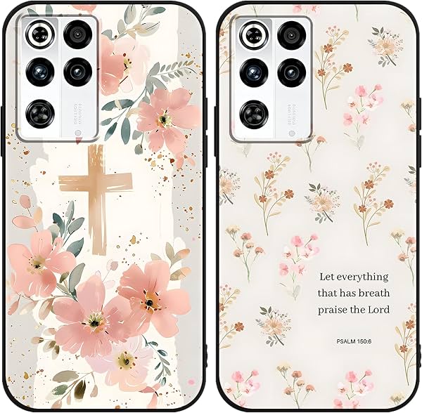 2 fundas de flores de dibujos animados para ZTE Nubia Red Magic 11 Pro/11 Pro+ 6.85", diseño kawaii de collage de flores, protector de TPU negro para mujeres