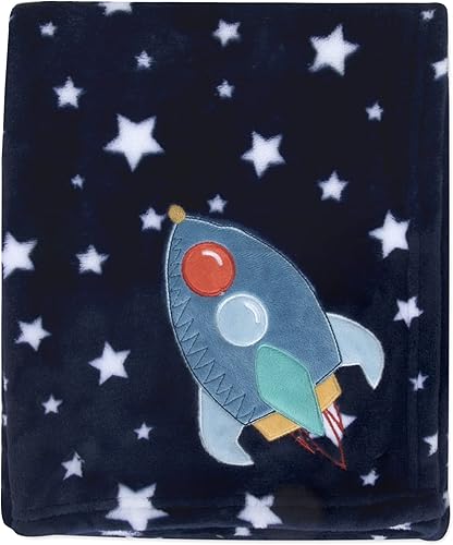 Miniatura 2 de Manta de forro polar de felpa para niños y niñas de 30 x 40 pulgadas (cohete elevado)