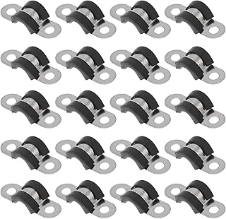 20 Pcs Stainless Steel Cable Clamp Clamps Cable Fasteners Wire Holder Clip Rubber Insulated Metal Clamp Wire Clamp Stainless Wire Clips Even Glue Strip Electric Wire Rubber