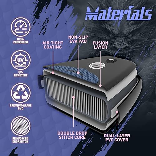 Miniatura 3 de FunWater Stand Up, tabla de Paddle inflable de 11 x 33 x 6 pulgadas, ultra liviana (20.4 libras) con accesorios ISUP, 3 aletas, remo ajustable,