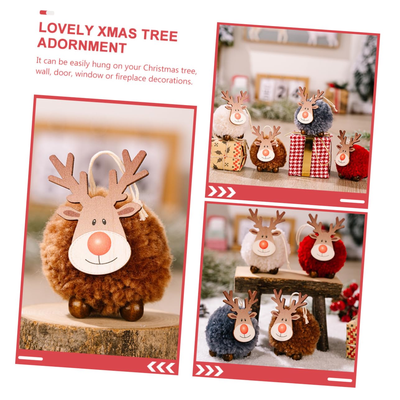 Zerodeko 4 Set Ciondolo Albero Di Natale Addobbi Natalizi Ghirlanda Pendenti Natalizi Ciondolo Natalizio Decorazioni Natalizie in Feltro Di Legno Decorazione Della Finestra 4 Pezzi*4