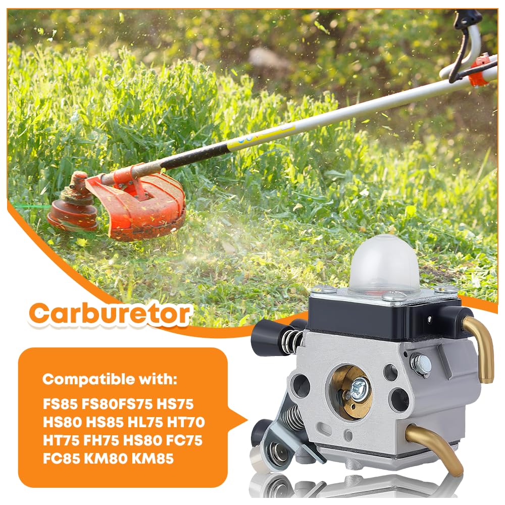 Carburador compatible con FS75 FS85 FS80 HS75 HS80 HS85 HL75 HT70 HT75 FH75 HS80 FC75 FC85 KM80 KM85 con juntas filtro de aire Bujía