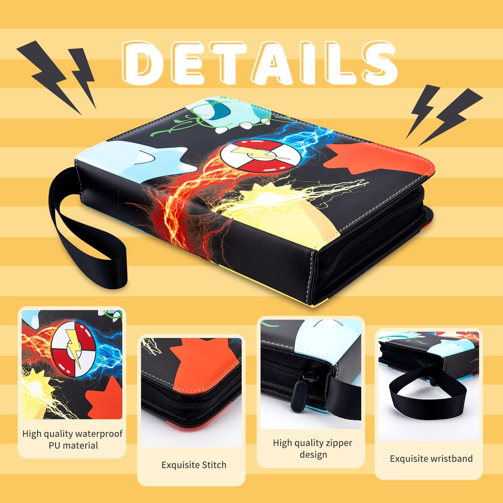 Sammelkartenbinder 4 Tasche, Kartenbinder 400 Taschen Kartenbuchhalter mit 50 abnehmbaren Hüllen, Tragbares Sammelspiel Kartenalben Geschenke für Jungen und Mädchen