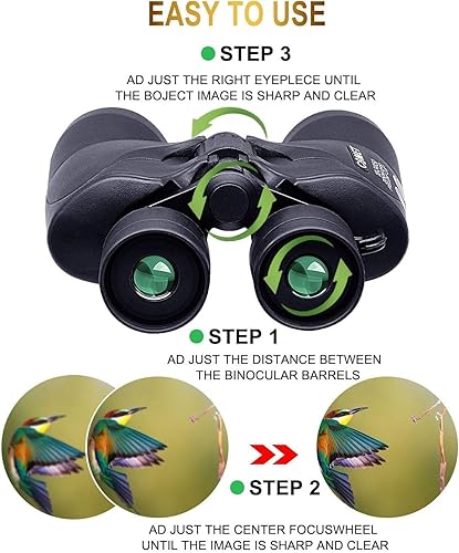 Miniatura 3 de Binoculares Zoom para adultos de alta potencia, 10-24x50 HD profesionalesimpermeables, prismáticos BAK4 Prisma FMC duraderos y transparentes para