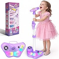 Dislocati Microfono per Bambini con Supporto Regolabile, 2 Microfoni con Luci LED