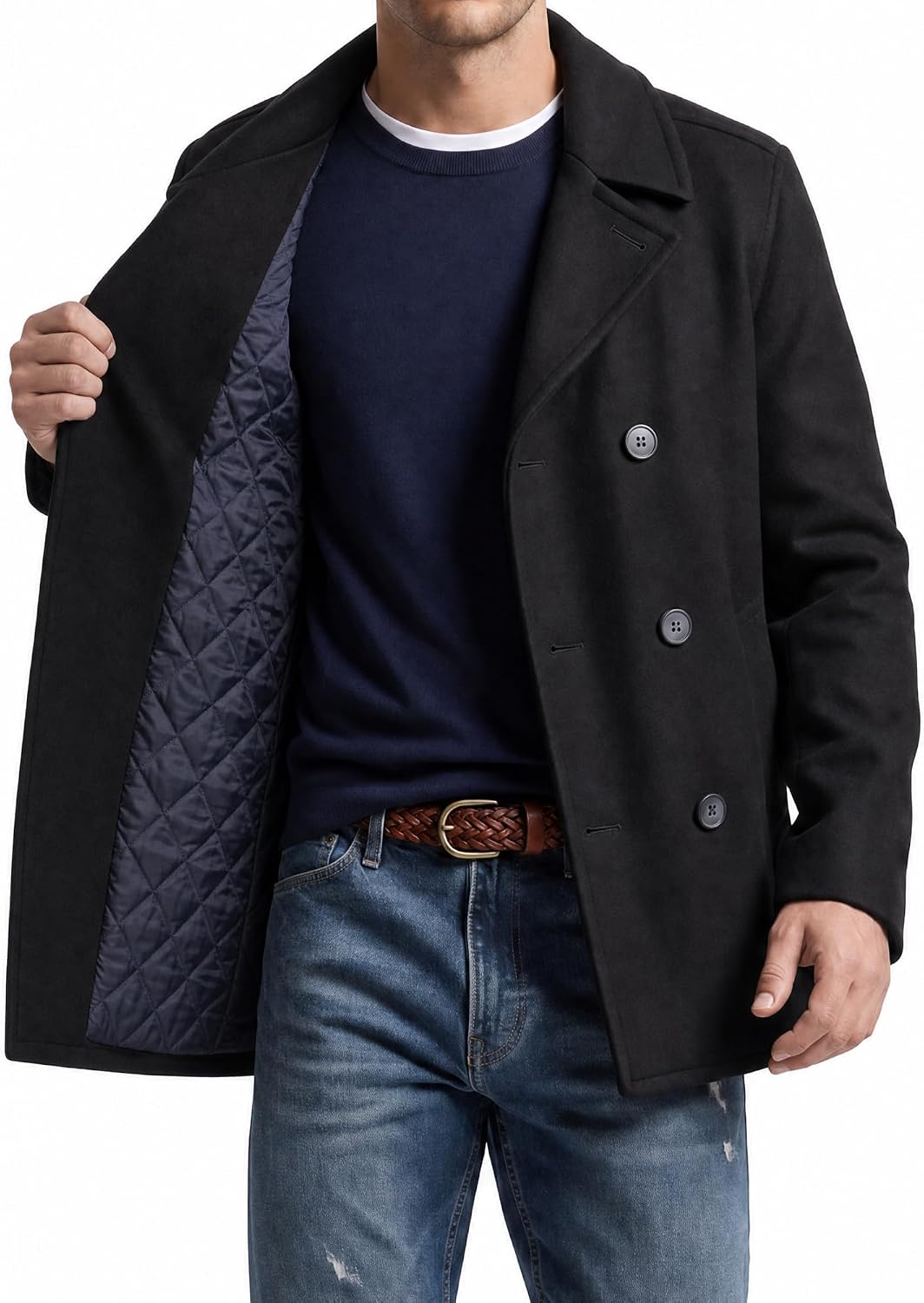 Nautica Men's Wool Blend Peacoat – Double-Breasted Winter Coat, Regular, Big & Tall Sizes image 5