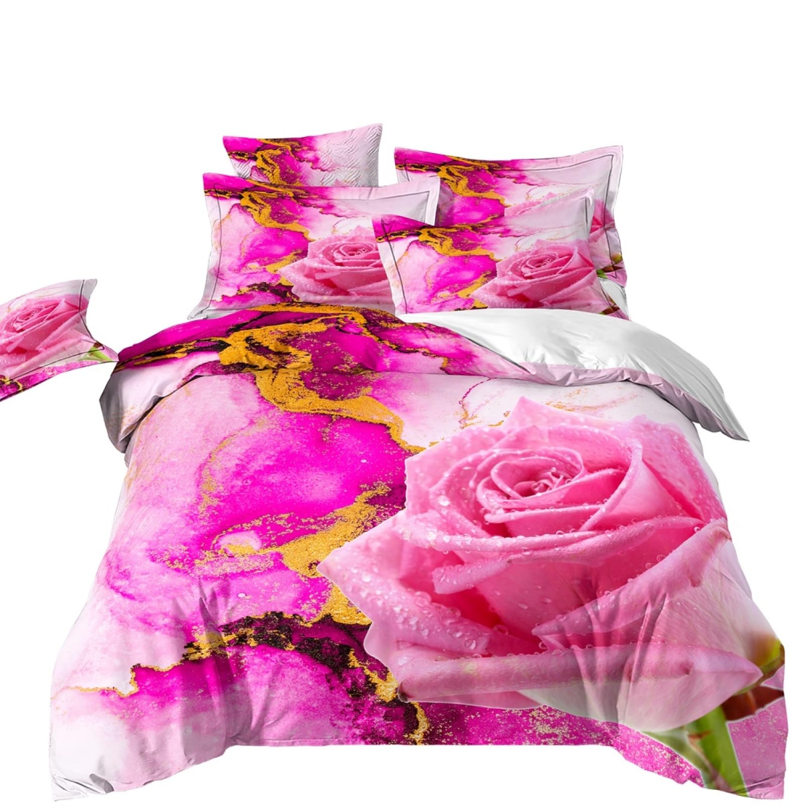 Double Duvet Set Golden Rose Marble Bedding Double Bed Set Duvet Cover Sets