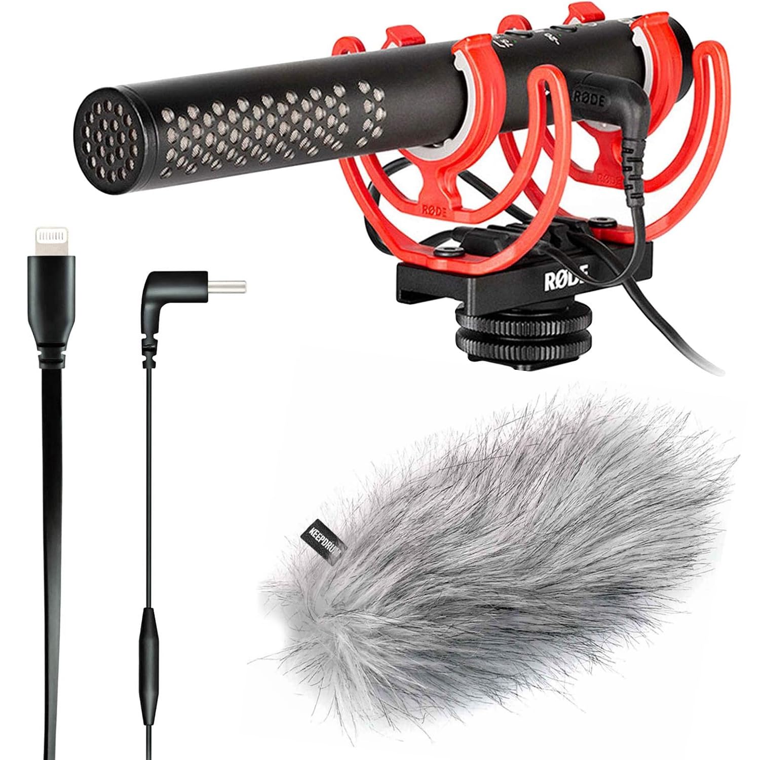 Rode Videomic NTG Broadcast mikrofon do kamery + kabel przyłączeniowy USB-C do Light-ning + futrzana ochrona przed wiatrem